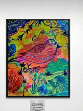 Original art signed by artist Mix media paper acrylic on canvas 12x12